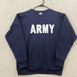 Vintage Army Sweatshirt Men's XL Blue Long Sleeve Pullover American Knitwear USA